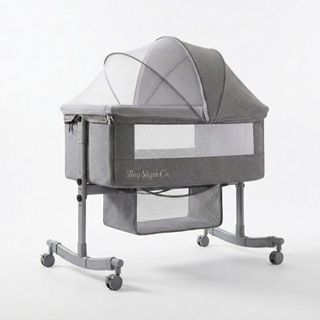 Berço Bebê Co-Bed Portátil 5 em 1 Acoplado Moises Lado a Lado Com Mosquiteiro Rodas Cesto Tela em Oferta na Shopee
