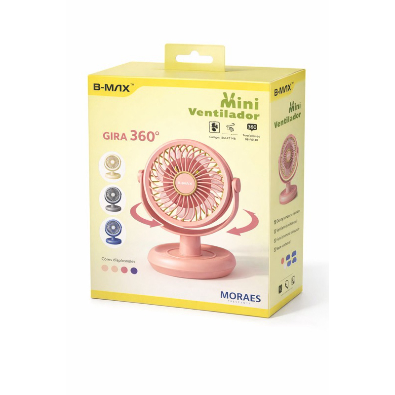 Mini Ventilador 360° Compacto, moderno e super eficiente! Ideal para mesa, escritório ou uso diário.  🔄