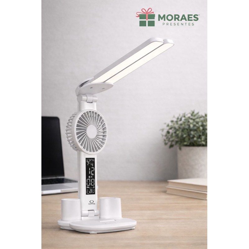💡🌬️ Luminária de Mesa com Ventilador Ilumina e refresca ao mesmo tempo! ✔️ LED com 3 níveis ✔️
