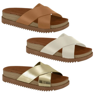 Papete Feminina Flat Tiras Cruzadas Conforto Casual X Moleca 5500.215