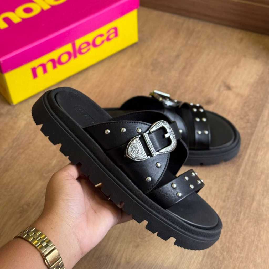 Tamanco Moleca Feminina Papete Casual Tratorada Fivela Confortável Leve Moderno Promoção 11564