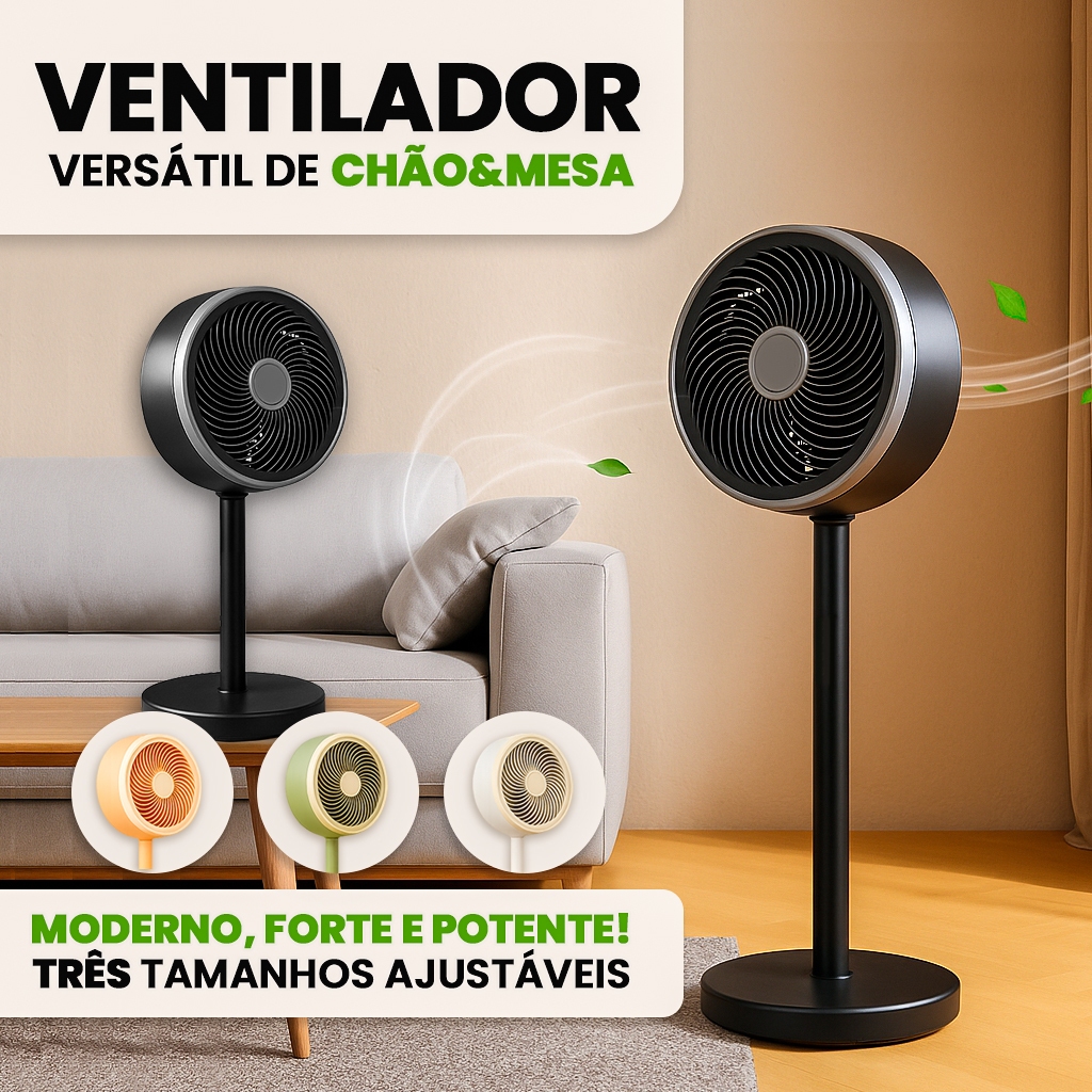 Ventilador de Coluna 100W C/ 5 Lâminas Pás Hélices 110v Base Circulação 180º Ventos Fortes Potente