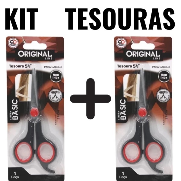 Kit  tesouras 5 1/2'' em Inox para Corte de Cabelo 14cm Linha Basic em Oferta na Shopee