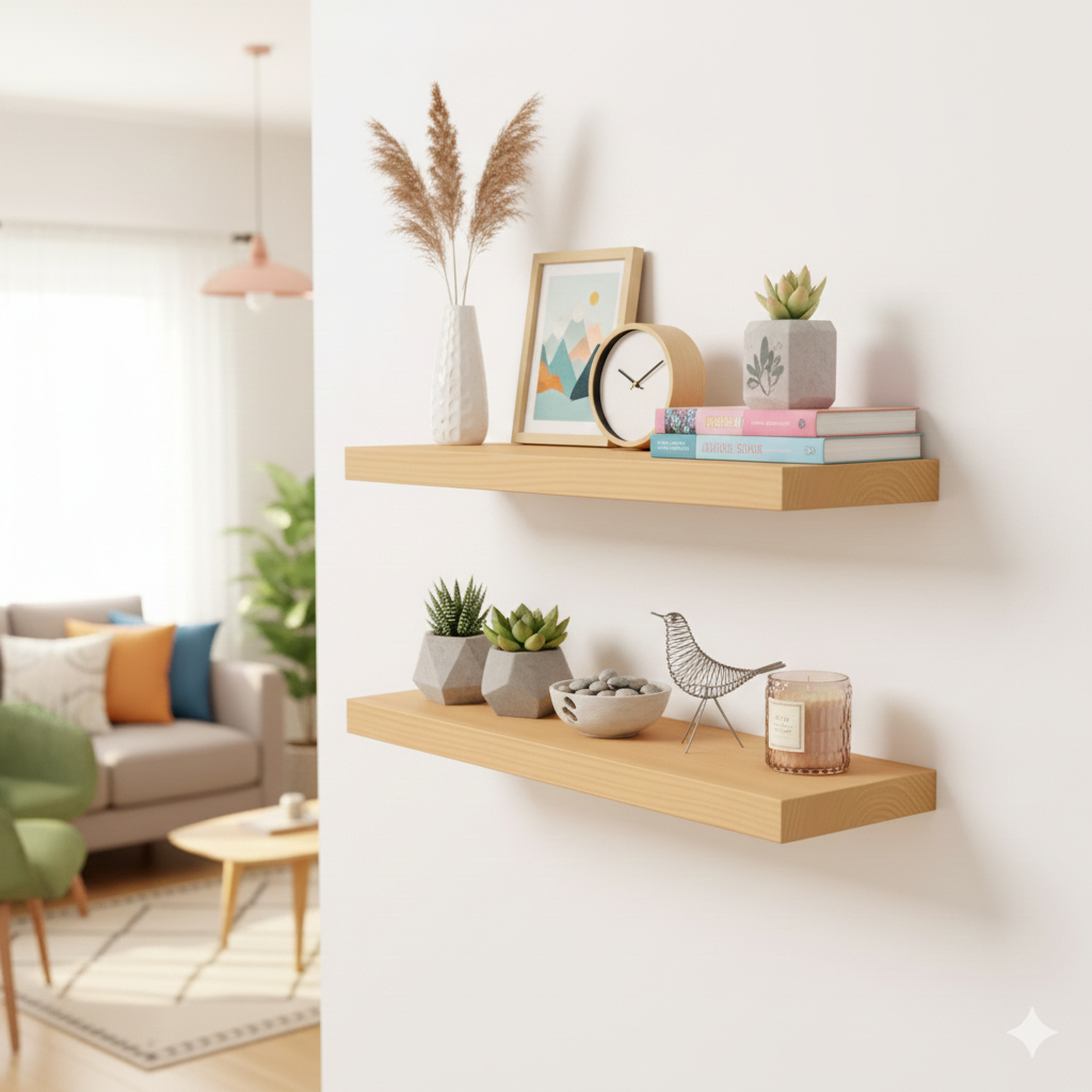 Kit 2 Prateleiras Suporte Invisível Madeira - Prateleira em Madeira em Oferta na Shopee