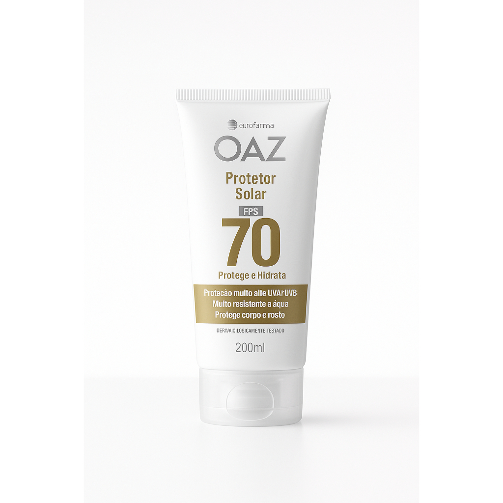 Protetor Solar OAZ FPS 70 200ml - Alta Proteção UVA/UVB | Uso Diário Rosto e Corpo