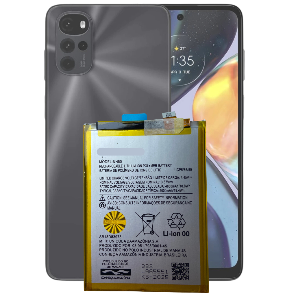 Bateria NH50 Original (5000 mAh) | E13 / Moto G22 / Moto E32 / Moto G53 Reposição de Alta Capacidade