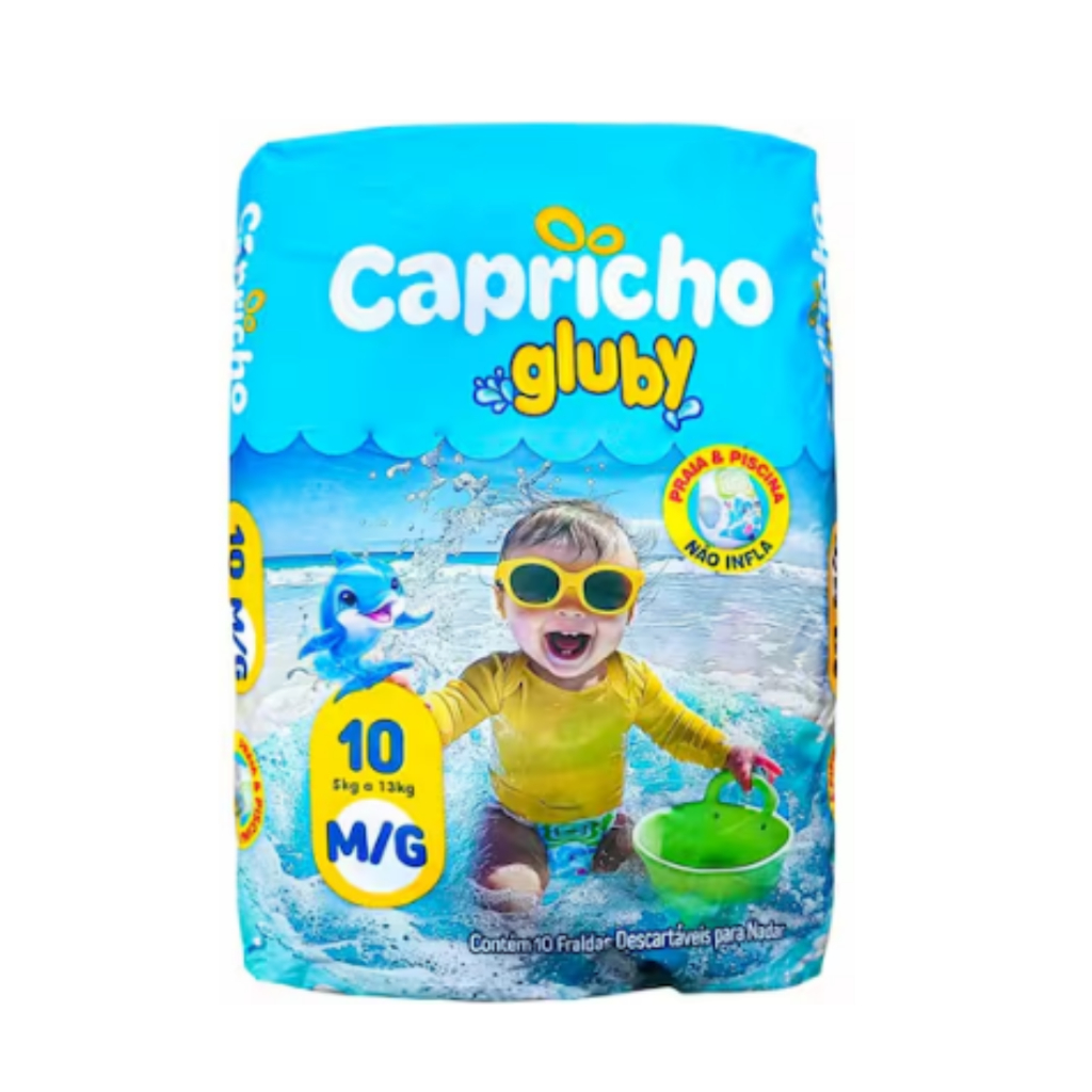 Fralda Capricho Gluby Tamanho M/G (5kg a 13kg) – Praia e Piscina
