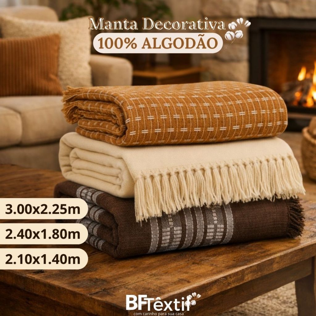 Manta para Sofá Gigante Decorativa Premium Algodão Protetora Vários Tamanhos em Oferta na Shopee