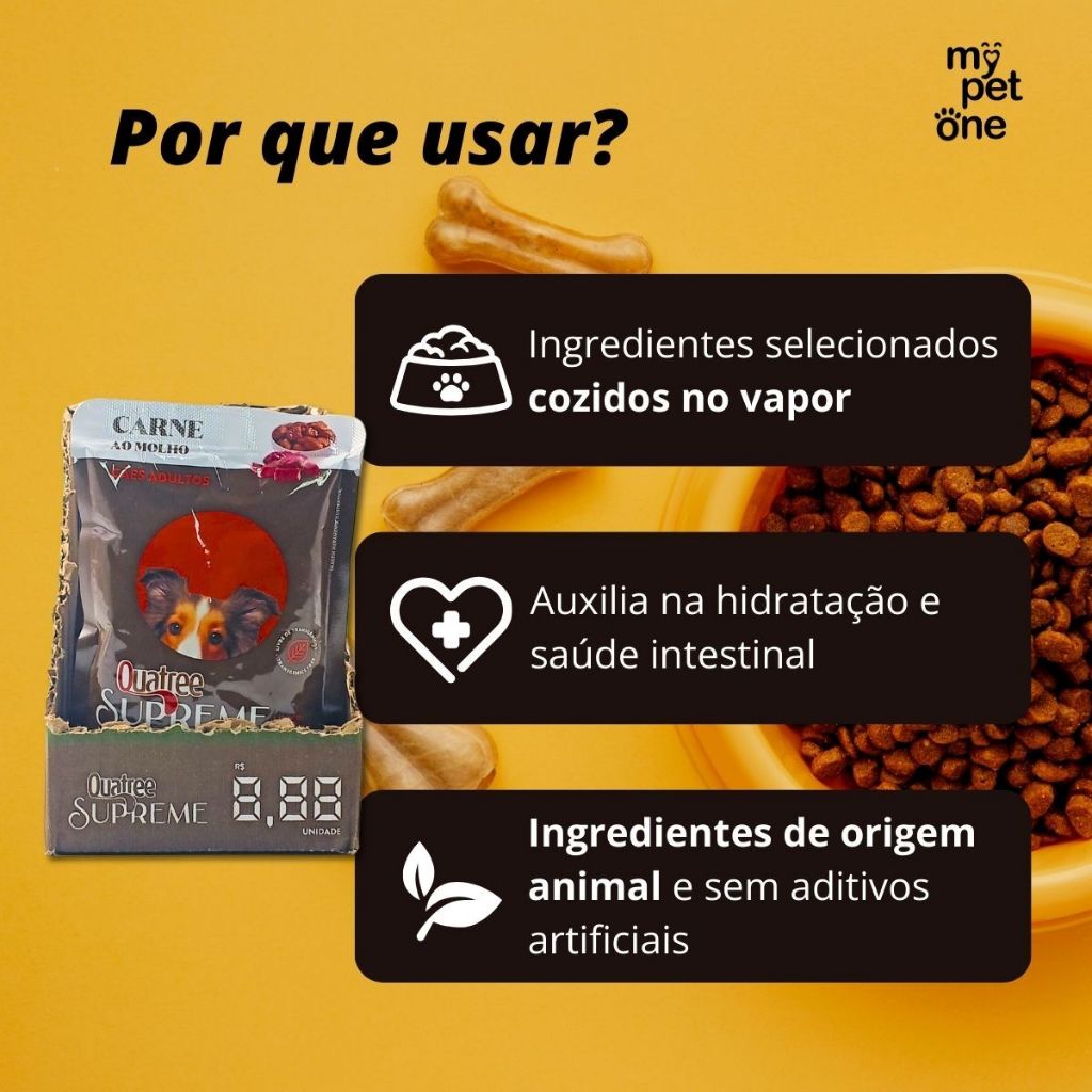Detalhes do Caixa 18un Sachê Quatree Supreme Cães Adultos Carne ao Molho - 100 g