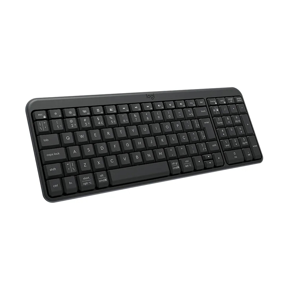 Teclado Logitech K250 sem fio Bluetooth Compacto com Teclado Numérico Layout ABNT2 Grafite