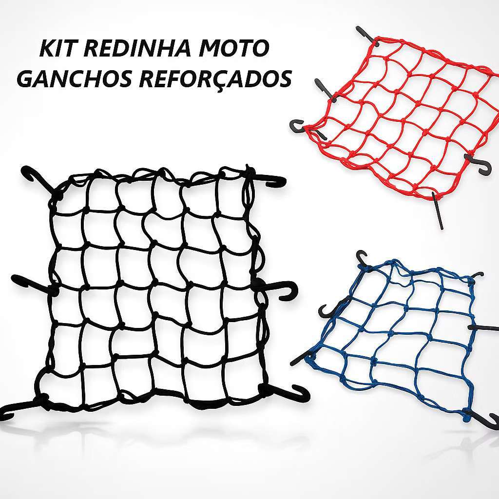 Rede Elástica Moto Bike Redinha Carga Aranha Capacete Estica Reforçada Com ou Sem extensor em Oferta na Shopee
