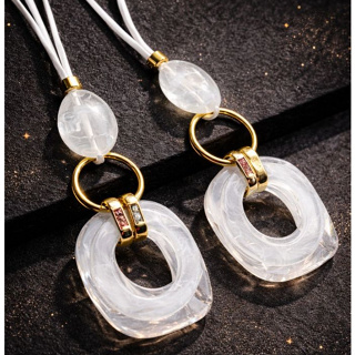 Colar Longo com Liga Dourada e Pedras Naturais Preciosas Colar Longo Leve - CL004 em Oferta na Shopee