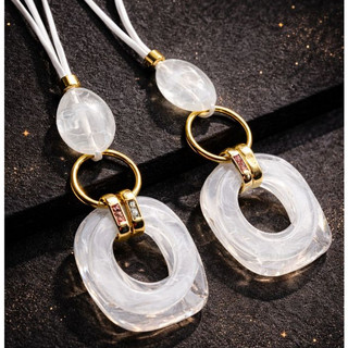 Colar Longo com Liga Dourada e Pedras Naturais Preciosas Colar Longo Leve - CL004