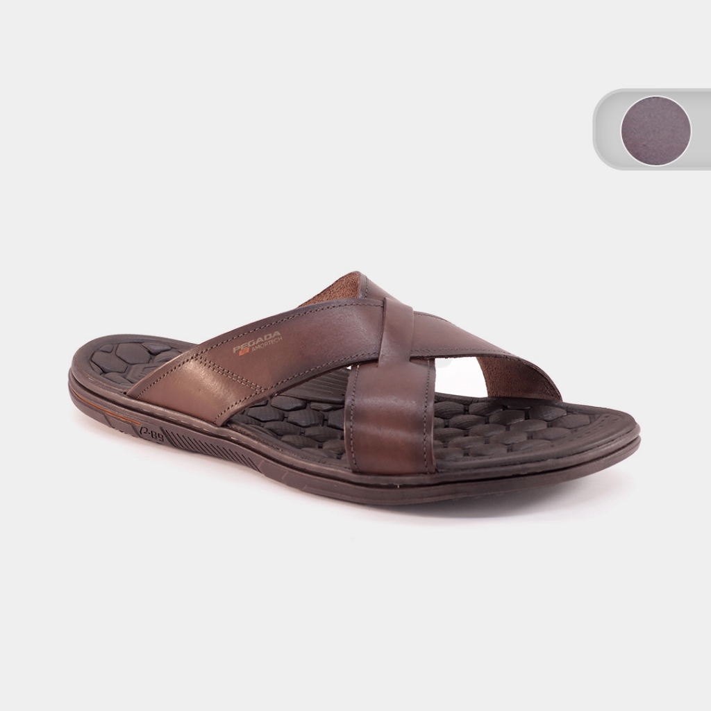 Chinelo Masculino Pegada Couro Tamanho Especial Plus Size Slide Cruzado Gaspea 533302