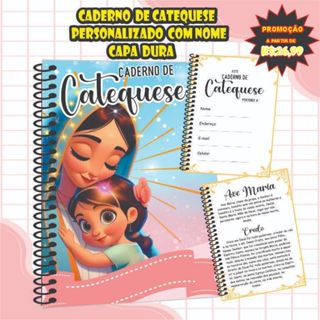 CADERNO DE CATEQUESE (CAPA DURA + NOME) em Oferta na Shopee
