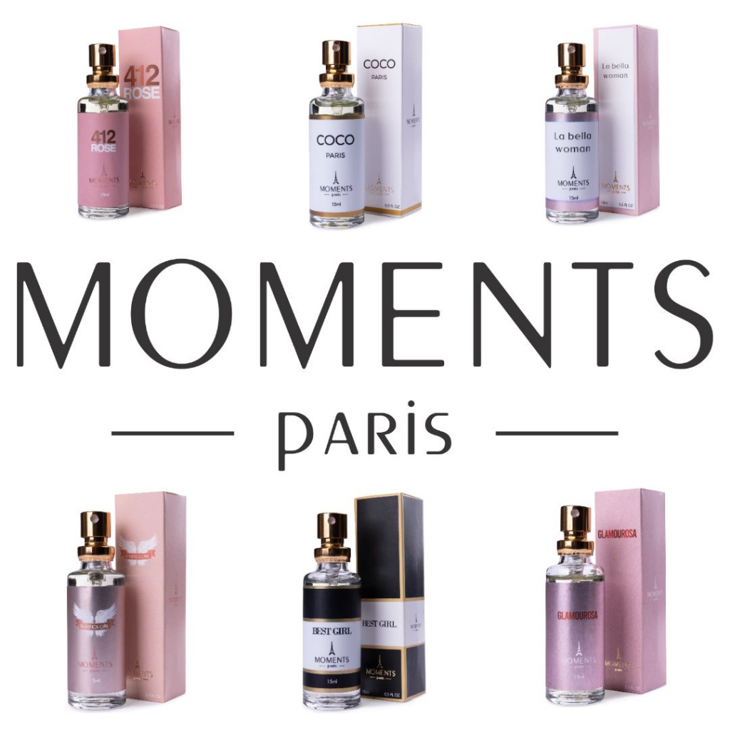 MOMENTS PARIS MINI PERFUME DE BOLSO FEMININO 15ml ESSÊNCIAS INSPIRAÇÃO DOS IMPORTADOS ALTA FIXAÇÃO