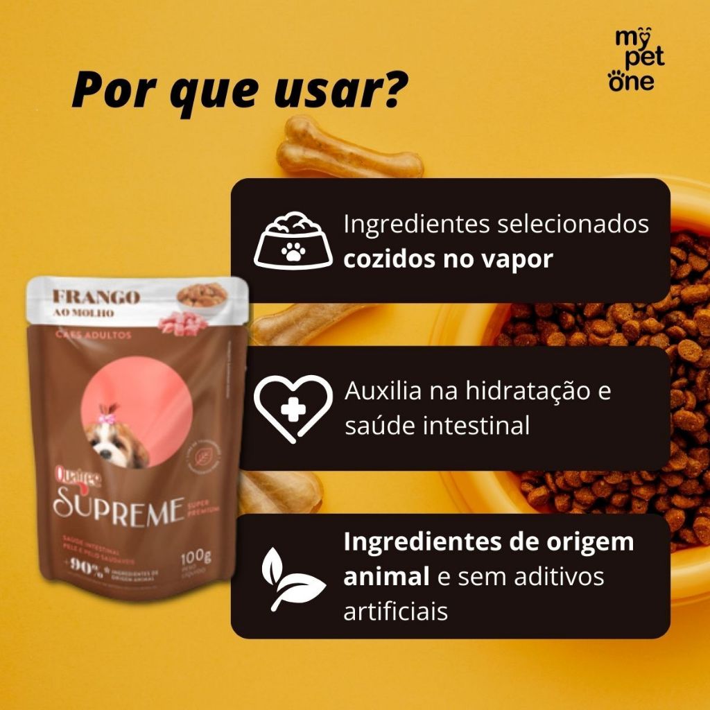 Detalhes do Caixa 18un Quatree Supreme Sachê Cães Adultos Frango ao Molho - 100g