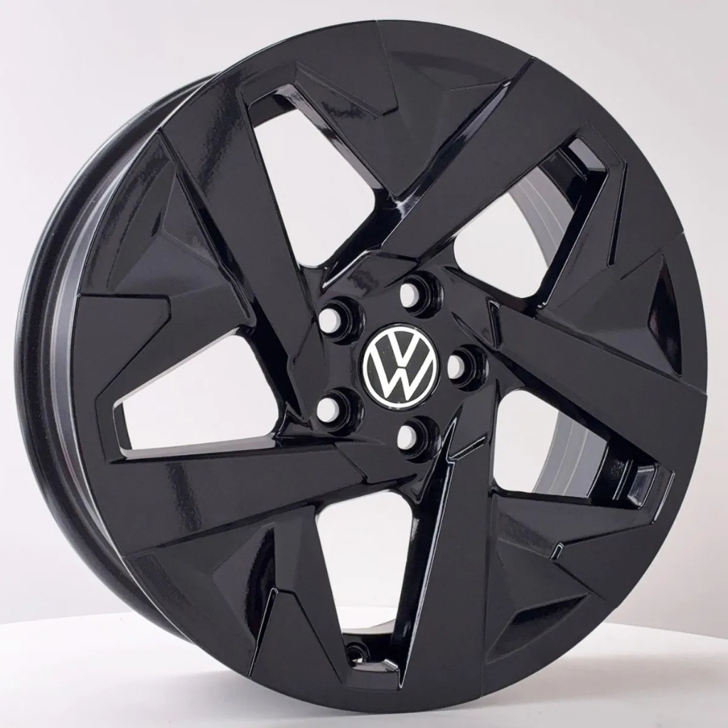 Kit 4 Rodas Aro 15x6,0 5x100 Vw Tera Nivus Virtus Fox Preta Krmai S60