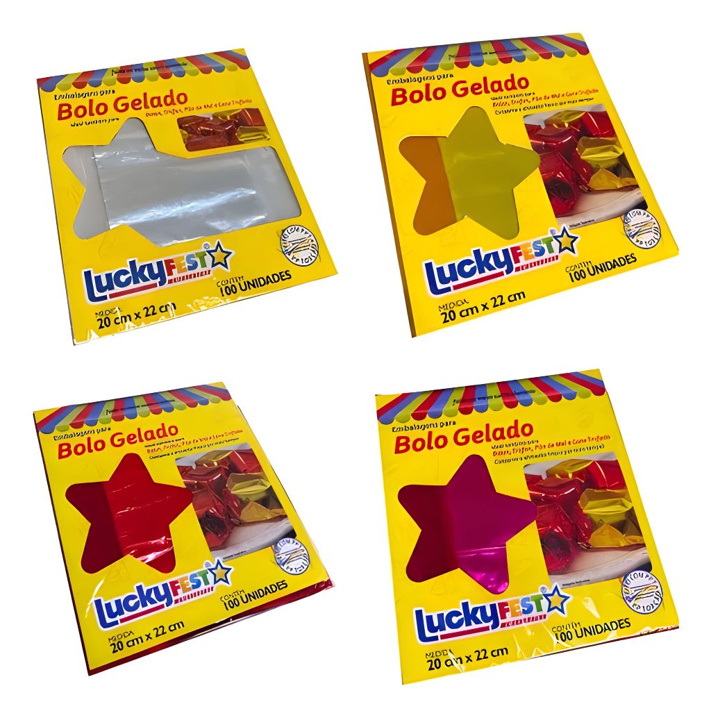 Embalagem Para Bolo Gelado Laminado 20x22cm 100 unidades Luckyfest Trufas Pão de Mel em Oferta na Shopee
