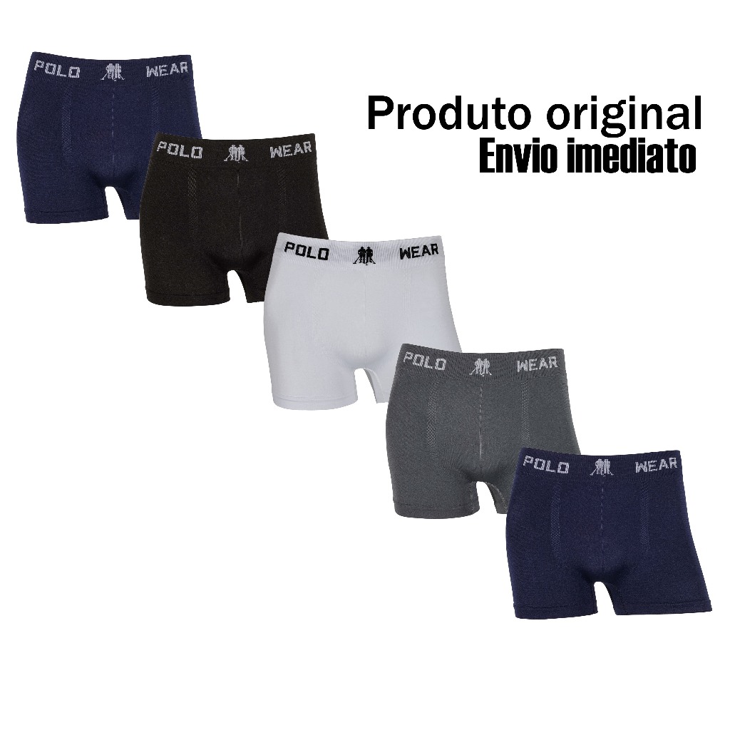 Kit 2 ou 5 cuecas boxer marca Polo Wear Microfibra Originais