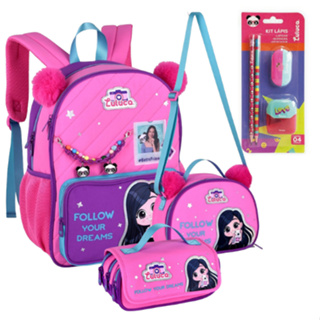 Super Kit Luluquinha Costas Com Mochila+Estojo+Lancheira+Kit Lápis Luluca Clio Infantil em Oferta na Shopee