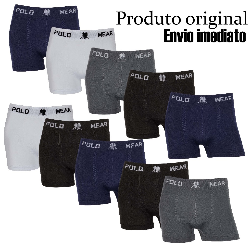 Kit 5 ou 10 cuecas boxer marca Polo Wear Microfibra Originais
