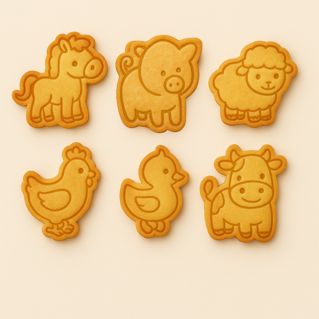 Kit 6 Cortador de Biscoito Infantil Fazendinha de Animais 6cm Cortador Bolacha Amanteigada Massinha