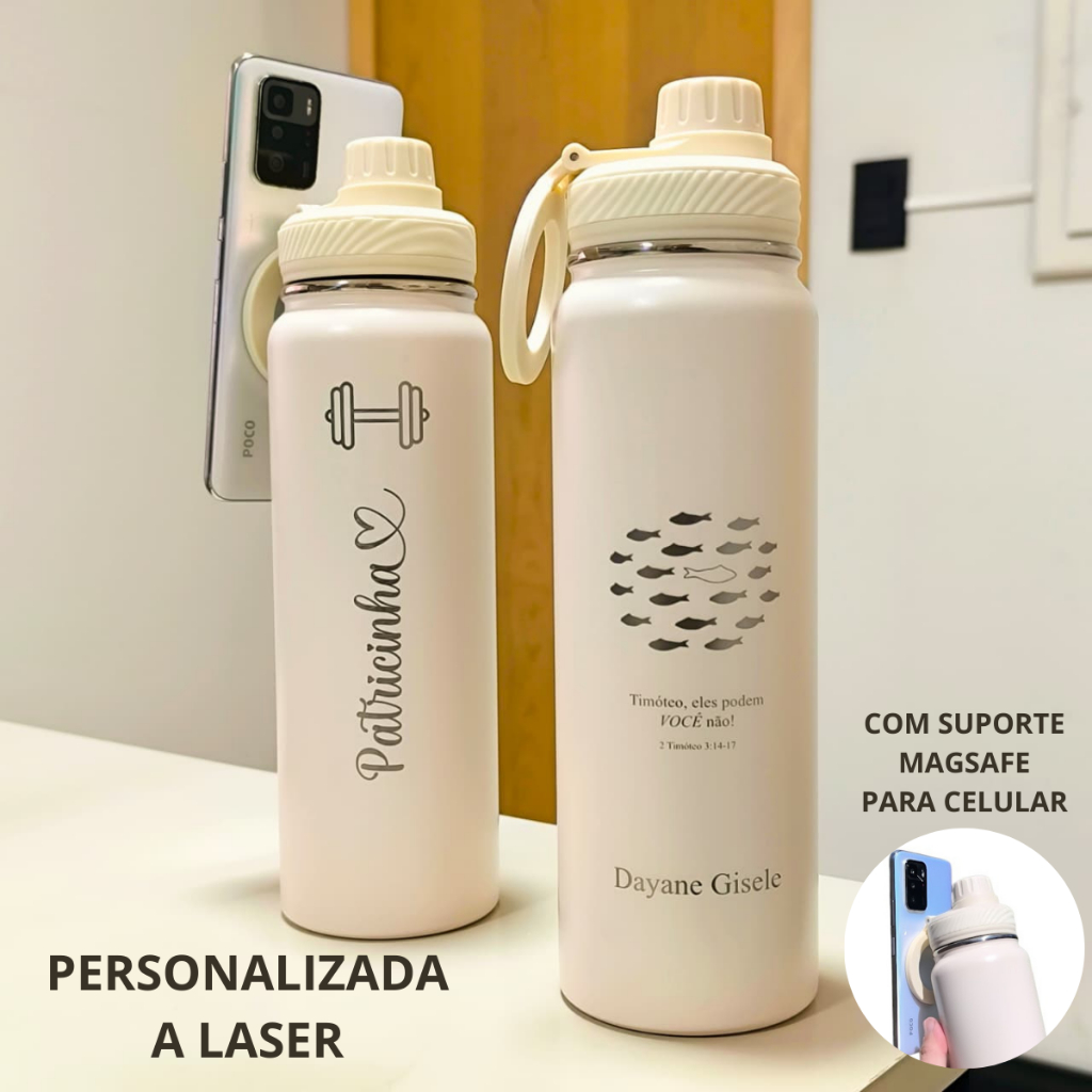 Garrafa Térmica suporte celular Magsafe Bear Thermal Maris 750ml/850ml/1.2L Premium Personalizada