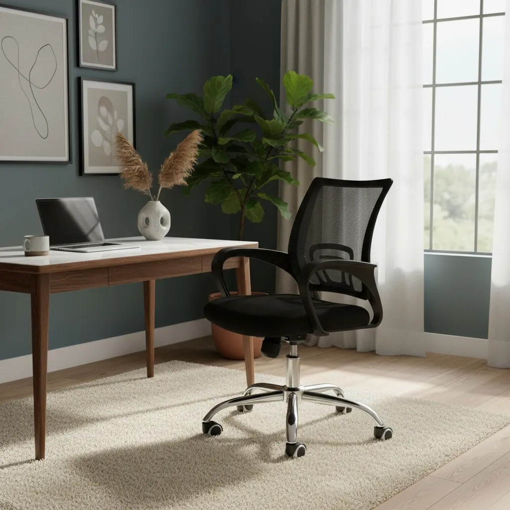 Cadeira de Escritório Ergonômica Estofado Confortável Altura Ajustável Cor Preto Material Do Estofamento Malha Giratória