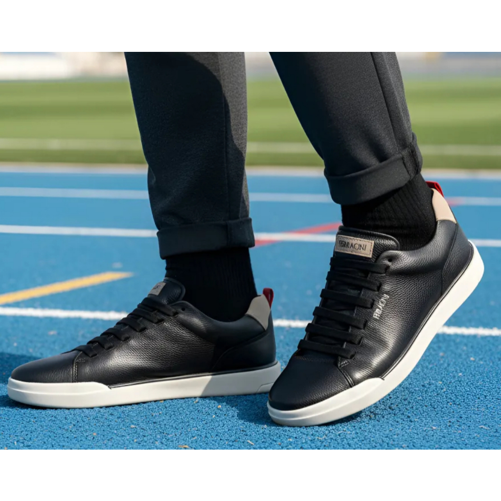 Sapatênis Ferracini Masculino ajuste elástico couro natural macio 1065