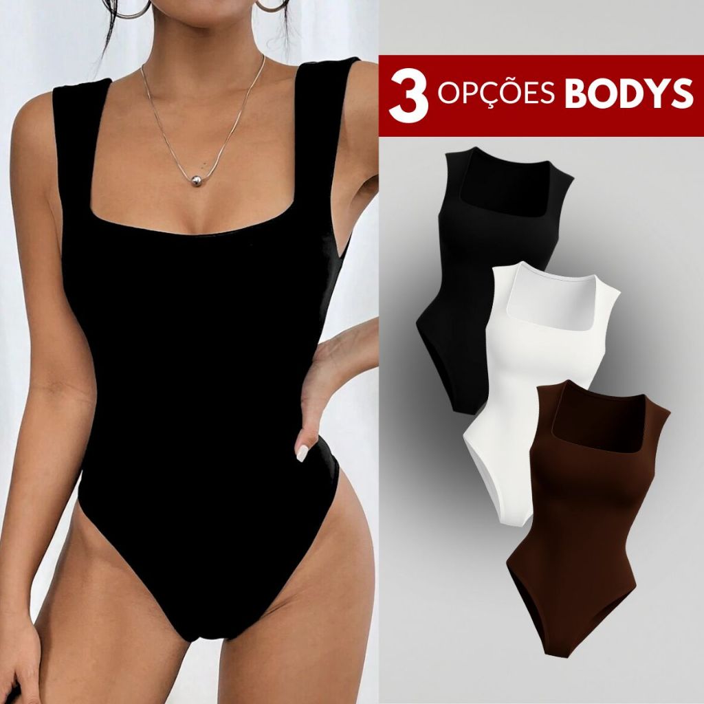 Body Feminino Regata Blusa Decote Quadrado Body Modelador Alta Compressão Body Preto Body Marrom Bory Bore Bori