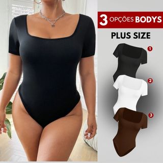 Body Feminino Plus Size Body Modelador Feminino Baby Tee Bory Bore Body Preto Body Marrom 3 Modelos