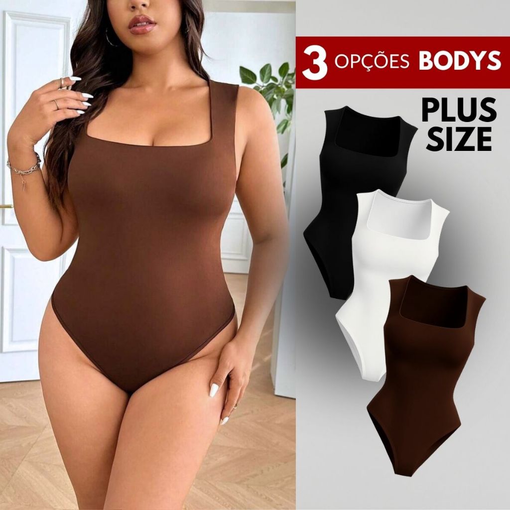 Blusa Plus Size Feminina Body Feminino Plus Size Blusa Academia Feminina Body Modelador Bory Bore Body Preto Marrom Bori
