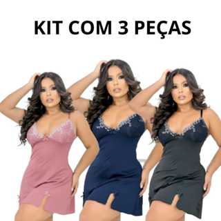 Kit com 3 Camisolas de Renda Feminina Conforto Sensualidade ajuste Perfeito Linda Alça com Regulagem em Oferta na Shopee