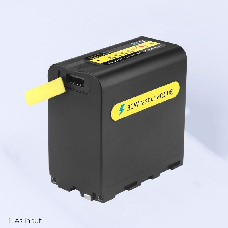 BATERIA PROBTY F980 PD30 9800 MAH POWERBANK PARA ILUMINADORES LEDS MONITORES TRANSMISSORES GODOX YONGNUO