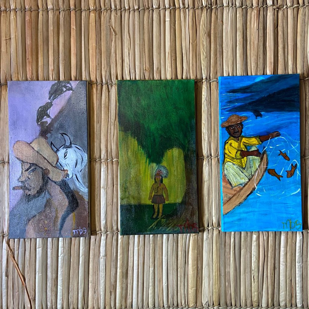 Quadros Artesanais Pintados à Mão 40x20 – Unidade ou Kit - Marinheiro / Boiadeiro / Cabloco