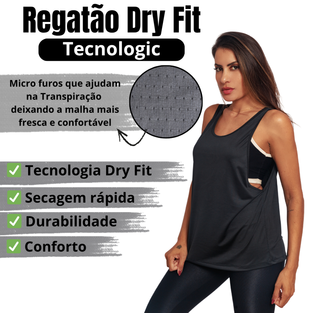 Regatão Dry Fit Feminina Treino Corrida Academia em Oferta na Shopee