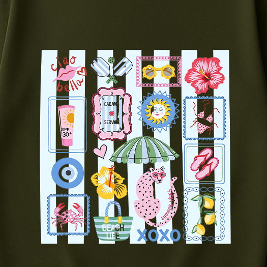 Camiseta Básica Ciao Bella Carangueijo Feminina Moda Tropical Onça T-Shirt Unissex Tendência