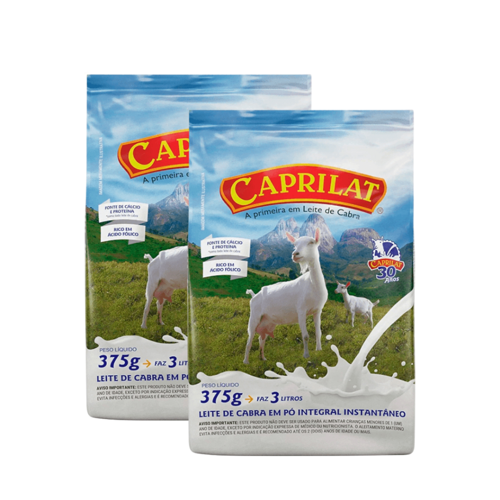 Kit 2 Leite De Cabra Em Pó Integral Caprilat Sachê 375g em Oferta na Shopee