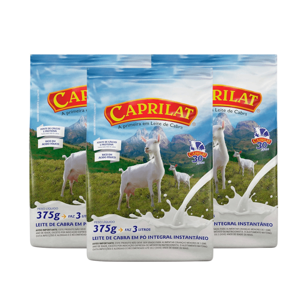 Kit 3 Leite De Cabra Em Pó Integral Caprilat Sachê 375g