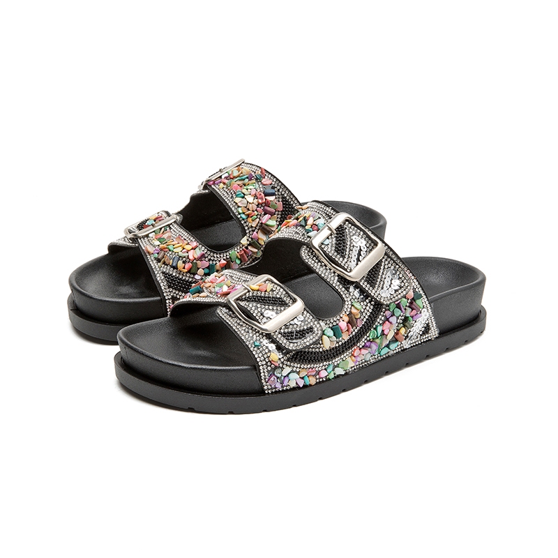 Sandálias Femininas Meijile com Strass Brilhantes e Fivela Regulável Ideal para Passeios e Conforto