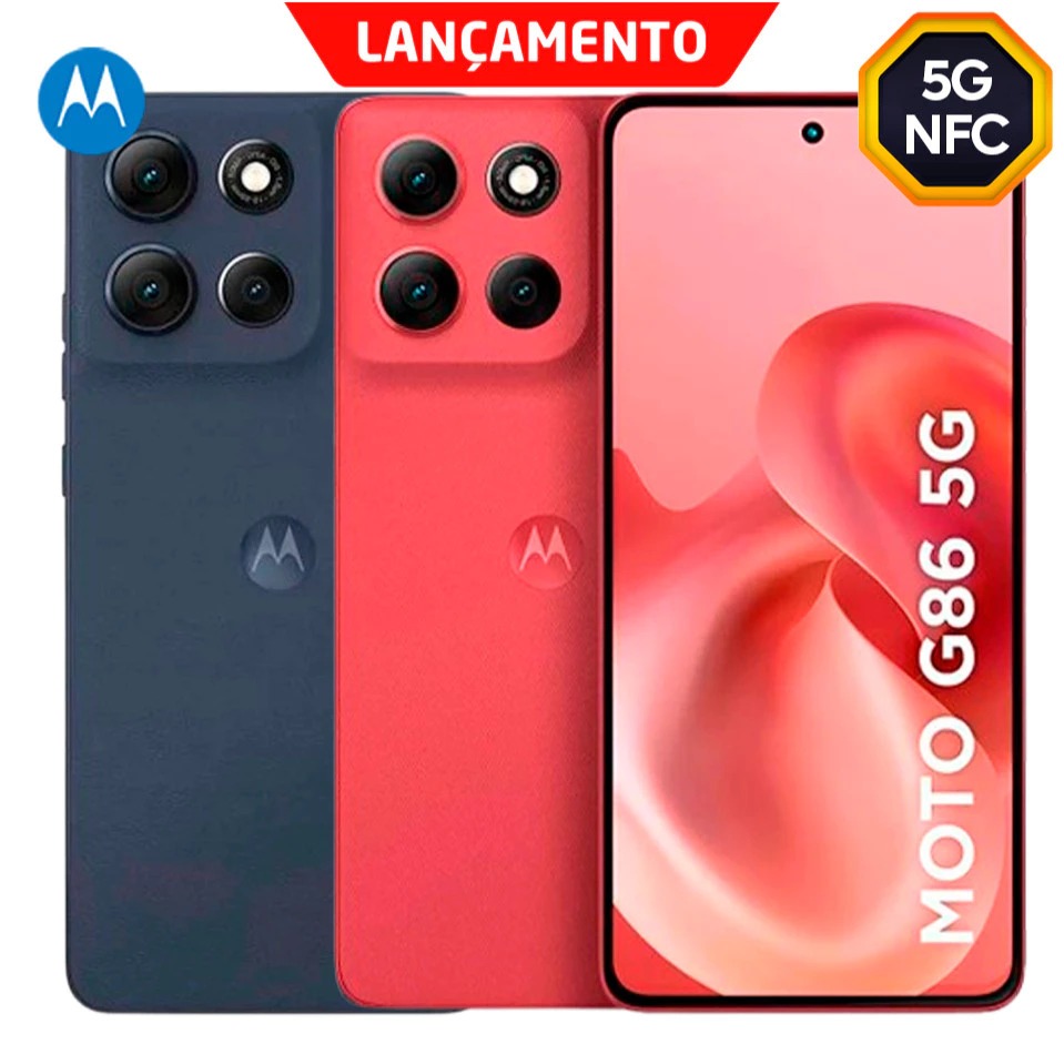 Smartphone Motorola Moto G86 5G 512GB/256GB 24GB RAM(8GB RAM+16GB Ram Boost) Tela pOLED 6.67″ 120Hz