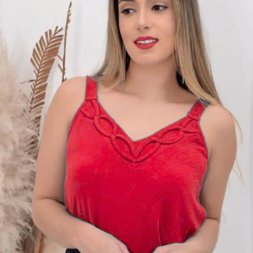 Blusa Feminina Regata Alcinha Ajustável em Tecido Duna – Tamanhos M, G e GG | Pronta Entrega