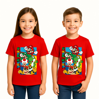 Camiseta Infantil Super Mario Vermelha Unissex Blusa Manga Curta 100% Algodão em Oferta na Shopee