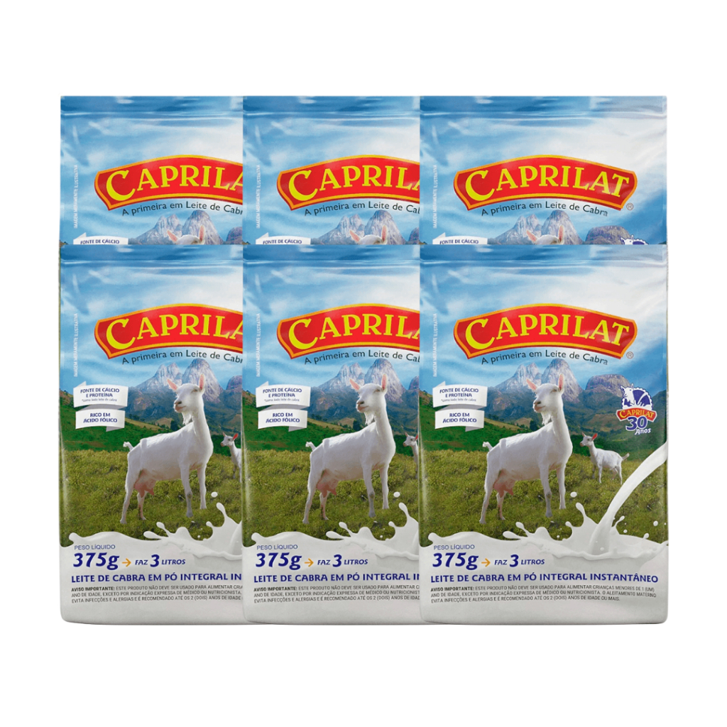 Kit 6 Leite De Cabra Em Pó Integral Caprilat Sachê 375g