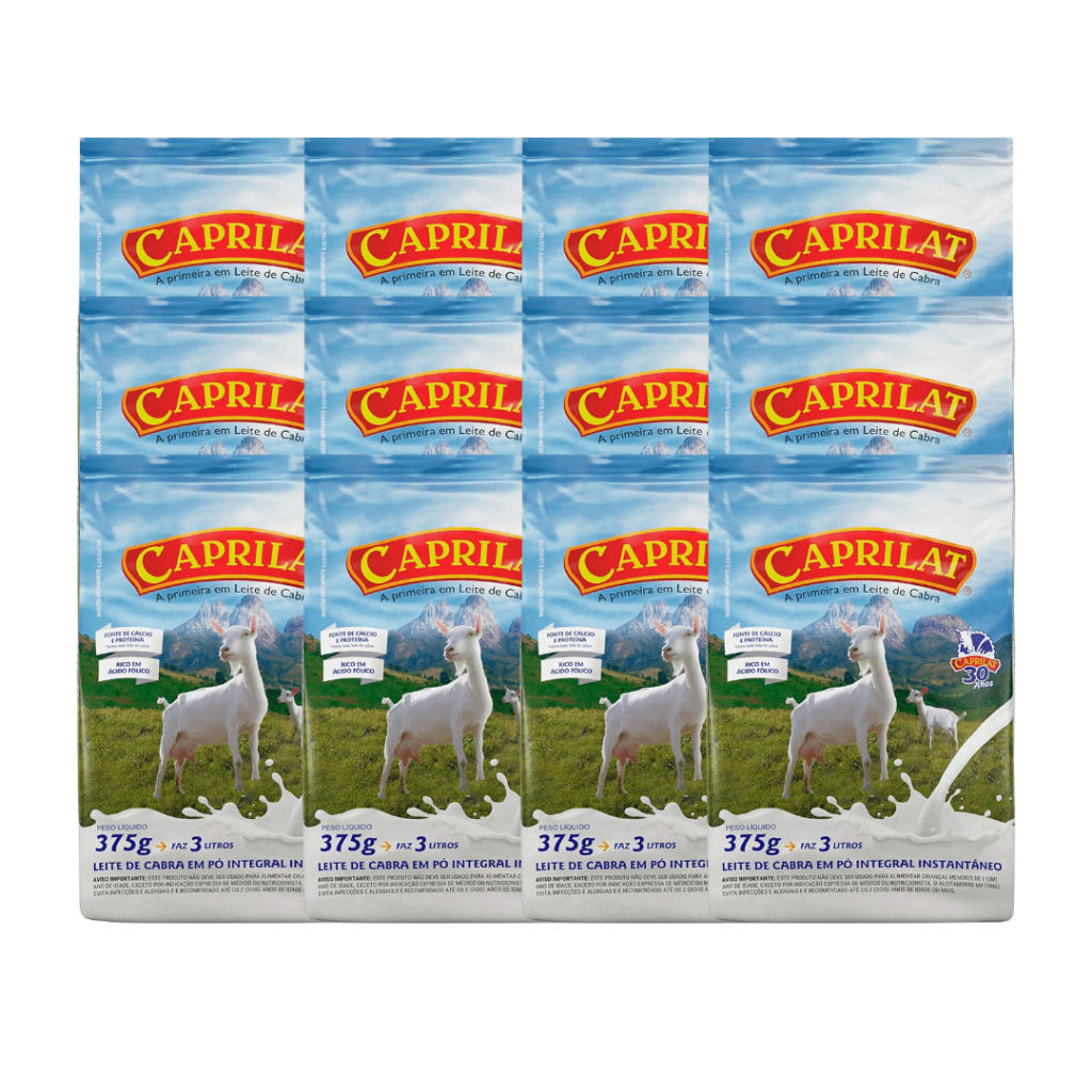 Kit 12 Leite De Cabra Em Pó Integral Caprilat Sachê 375g