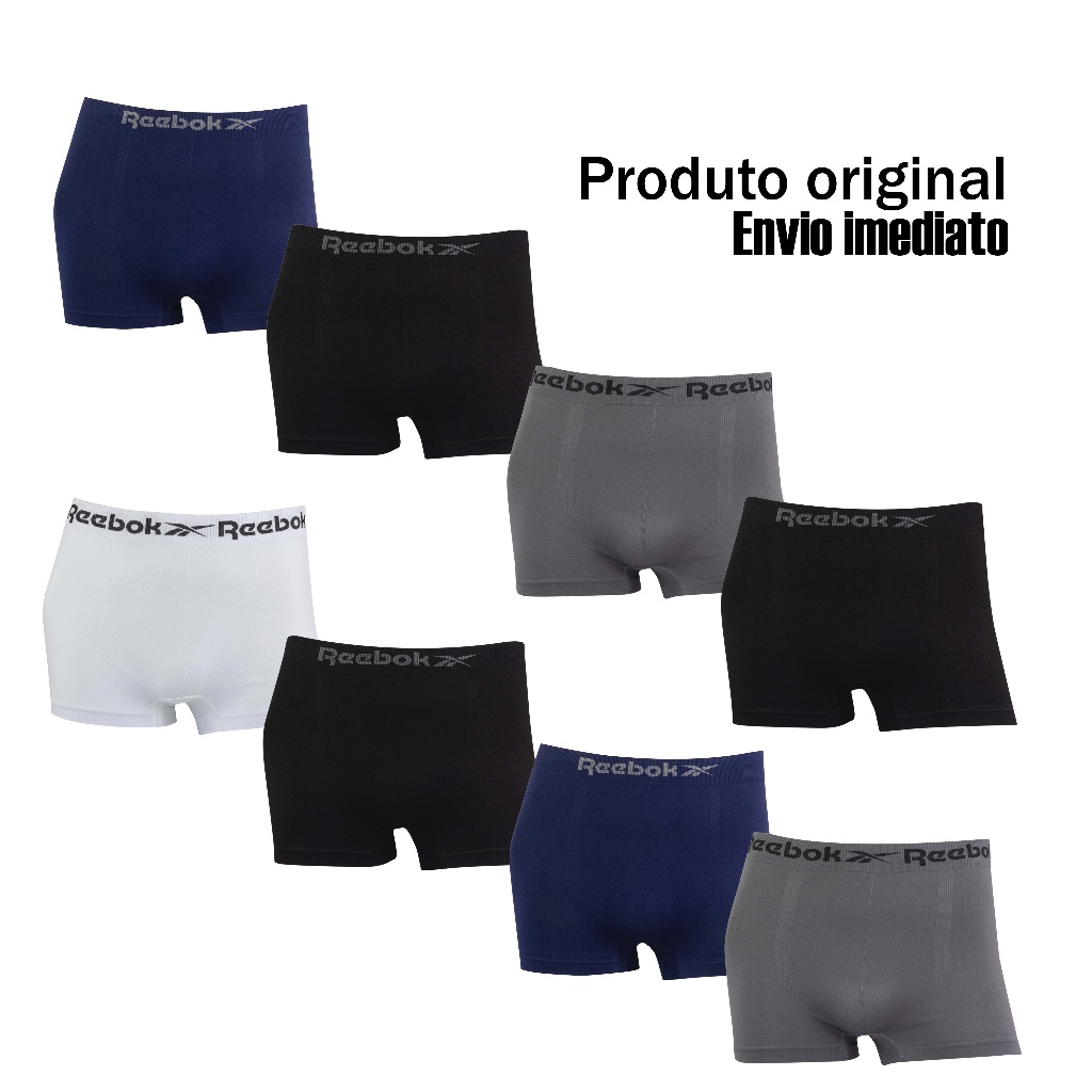 Kit 4 ou 8 cuecas boxer marca Reebok Microfibra Originais