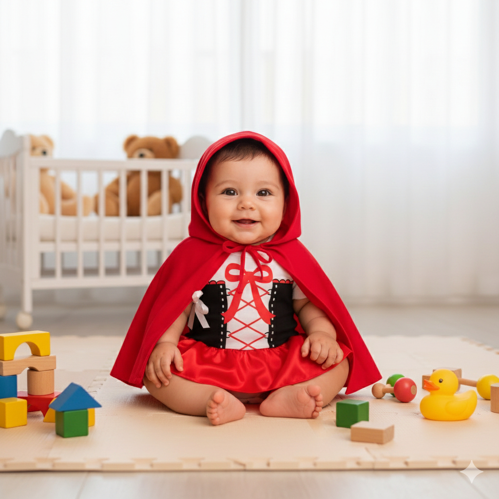 Body Bebê Fantasia Mesversario Chapeuzinho Vermelho + Capa em Oferta na Shopee