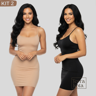 Kit 2 Vestido Anágua Tubinho Feminino Segunda Pele Combinete Feminino com Alça Fina Leve em Oferta na Shopee