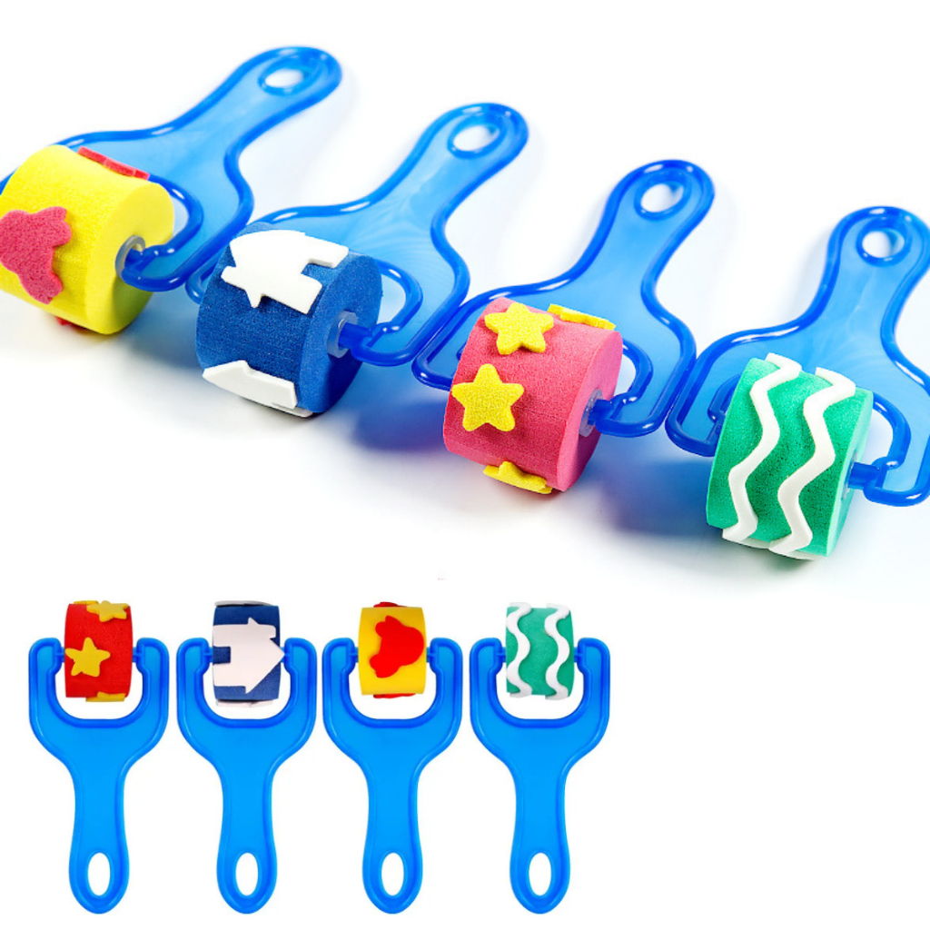 Kit 4 Rolo de Pintura Textura Artesanatos Escolar Infantil em Oferta na Shopee